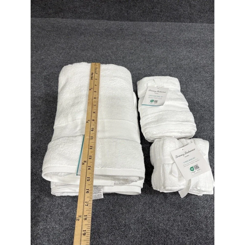 Tommy Bahama 9 Piece Premium Cotton Bath Towel Set Solid White NEW